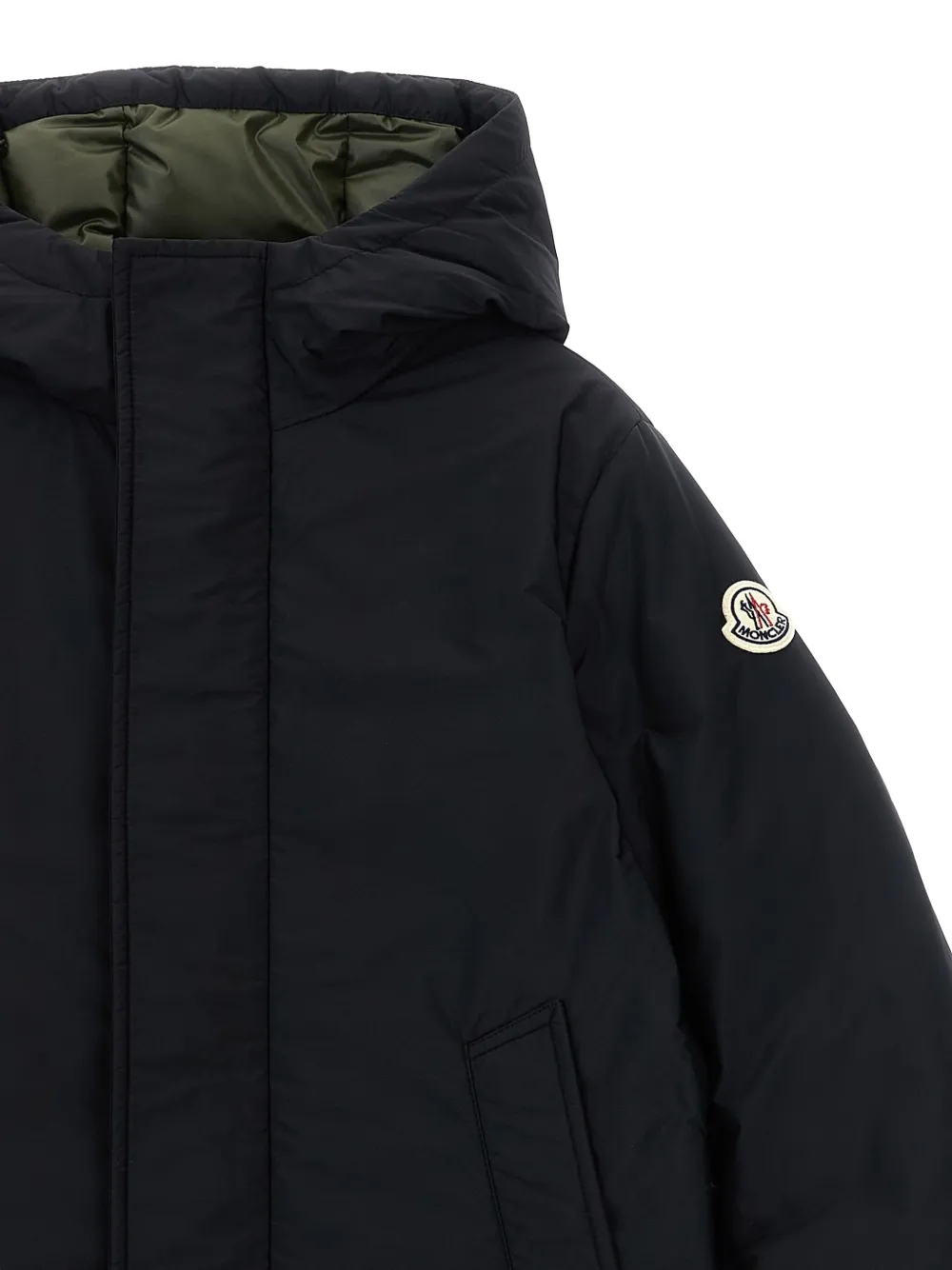 Стеганая пуховая куртка с капюшоном Moncler Enfant, черный — фото 3