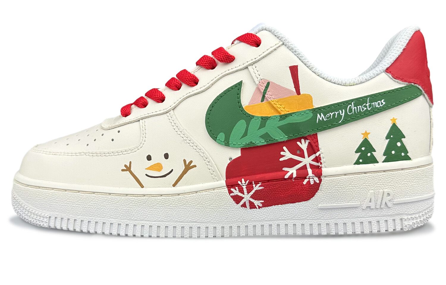 

Кроссовки Nike Air Force 1 Skateboarding Shoes Men Low-top Red/green/beige, бежевый