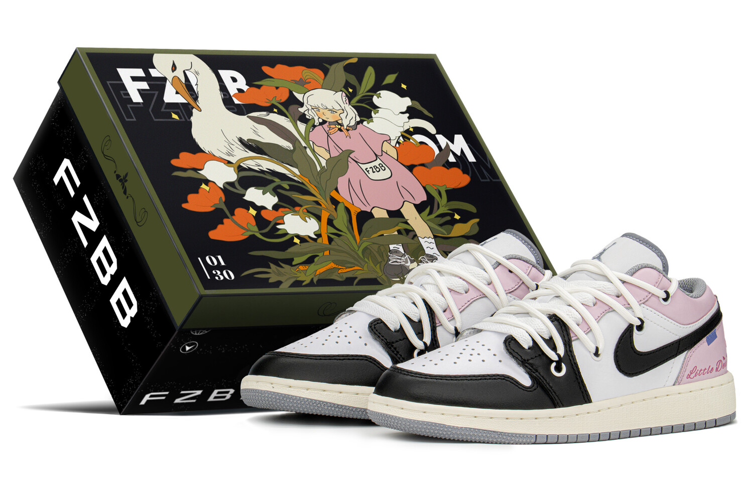 

Кроссовки Air JORDAN 1 Vintage Basketball Shoes Women's Low-Top Black Pink