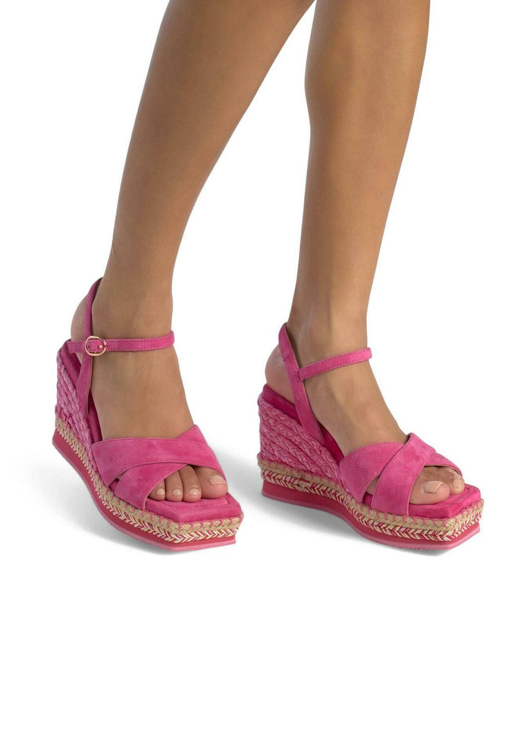 Босоножки на танкетке DE CON CIERRE HEBILLA - High heeled sandals Alma en Pena, цвет Fucsia Jaspeado