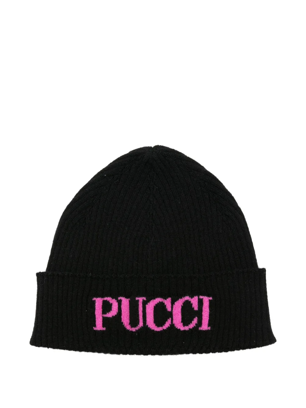 

Шапка бини вязки интарсия с логотипом PUCCI Junior, черный