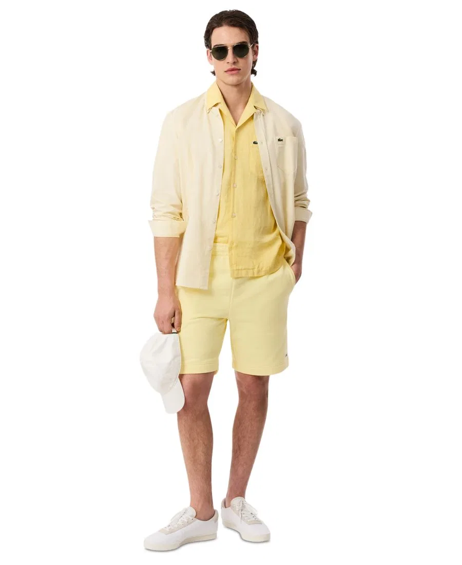 Мужские шорты прямого кроя на шнуровке Lacoste, желтый — фото 2