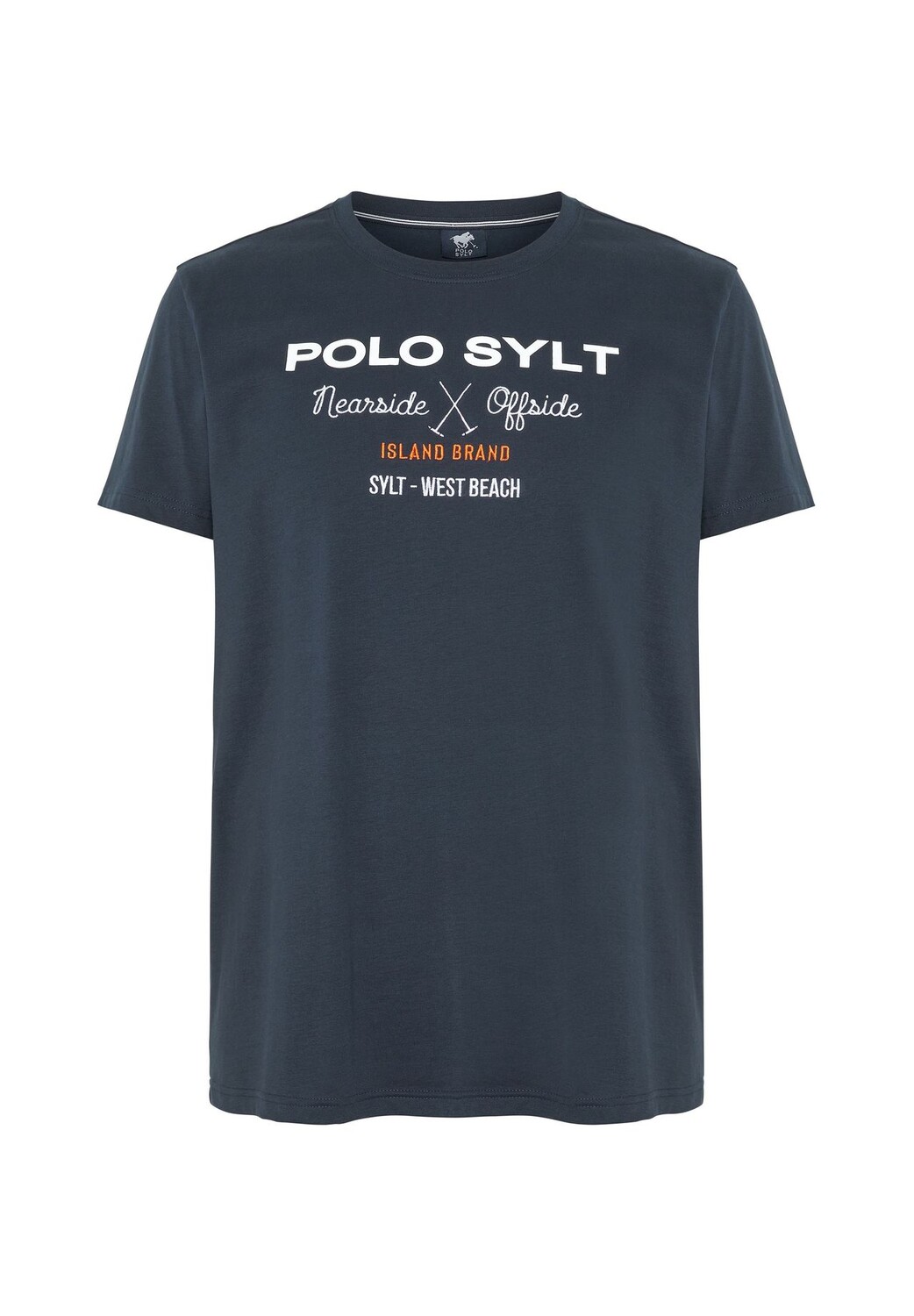 

Футболка с пигментным принтом в виде этикетки POLO SYLT, цвет 19-4010 Total Eclipse