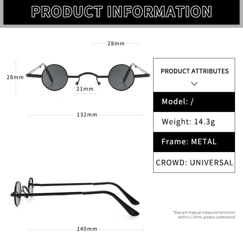 

Винтажные круглые солнцезащитные очки LVTFCO для мужчин и женщин, маленькая оправа, панк-стиль, металлические ретро-очки, защита от ультрафиолета UV400, Gold Black