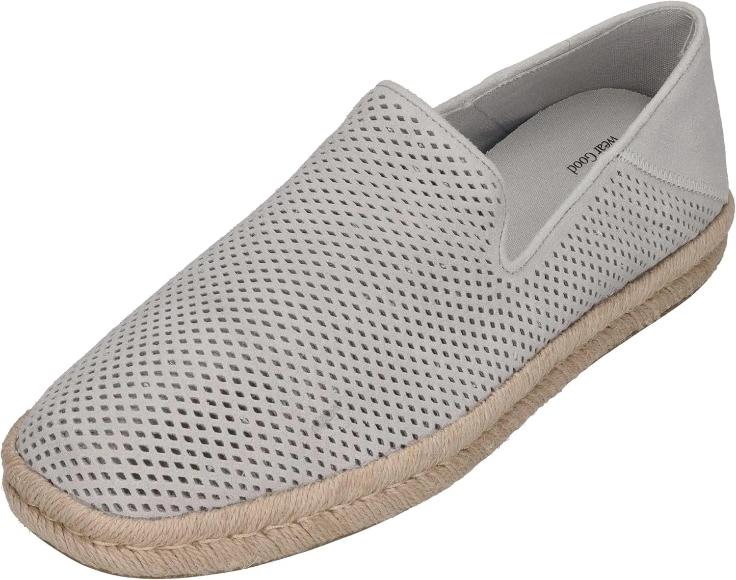 Мужские замшевые туфли TOMS светло-серого цвета с ромбовидной перфорацией