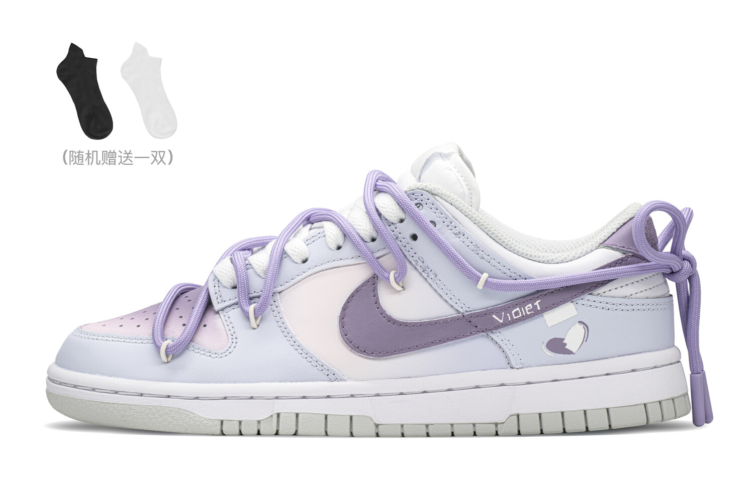 

Кроссовки Nike Dunk Skateboard Shoes Women's Low-Top White Blue/Purple