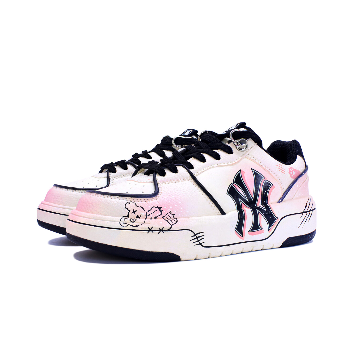 

Кроссовки MLB Chunky Liner Skateboarding Shoes Women's Low-top Beige/pink/black, розовый