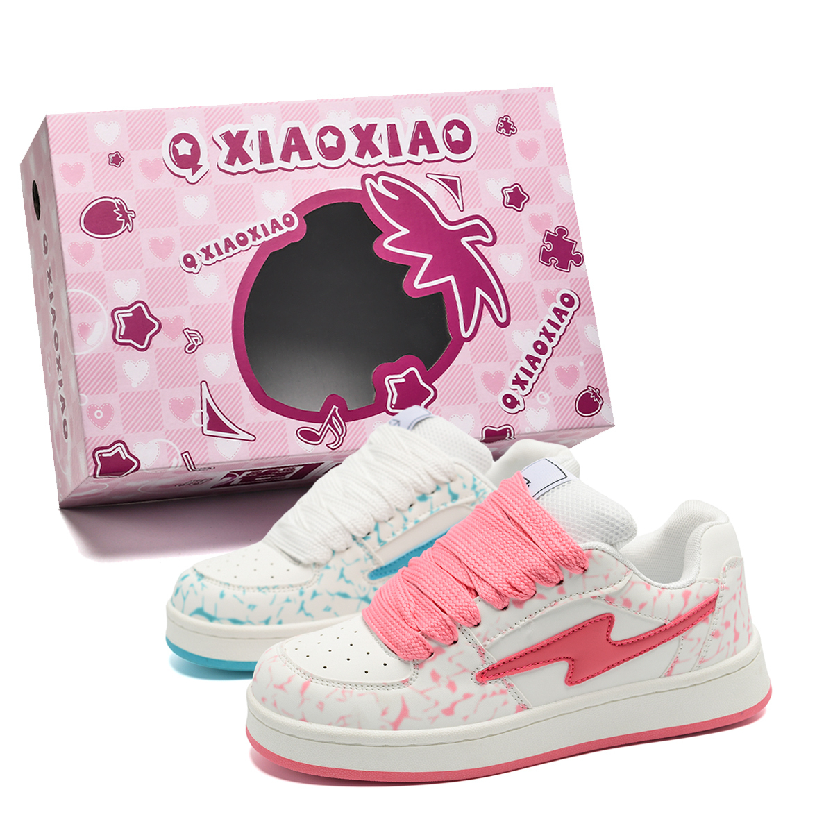 

Circle small Стойкие к скольжению и истиранию низкие скейтерские кроссовки с эффектом увеличения роста унисекс - синий и розовый микс, цвет Blue Pink Mismatched