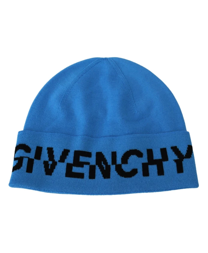 

Зимняя шапка бини унисекс из синей шерсти Givenchy, синий