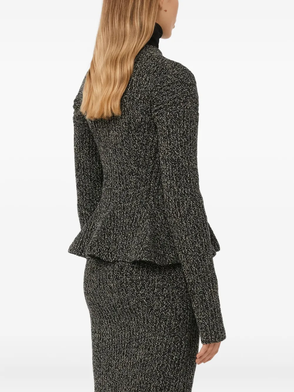 Кардиган с баской и рубчатой вязкой Kim MAX MARA, черный — фото 2