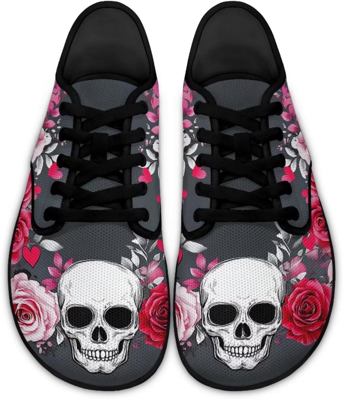 

Кроссовки с широким носком в виде черепа для мужчин и женщин, минималистичные, дышащие, для бега по тропинкам и ходьбы Pointodoor, Skull Flower Pattern