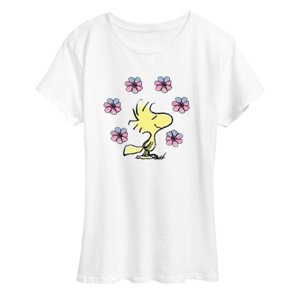 

Женская футболка с цветочным принтом «Peanuts Woodstock» Licensed Character, белый
