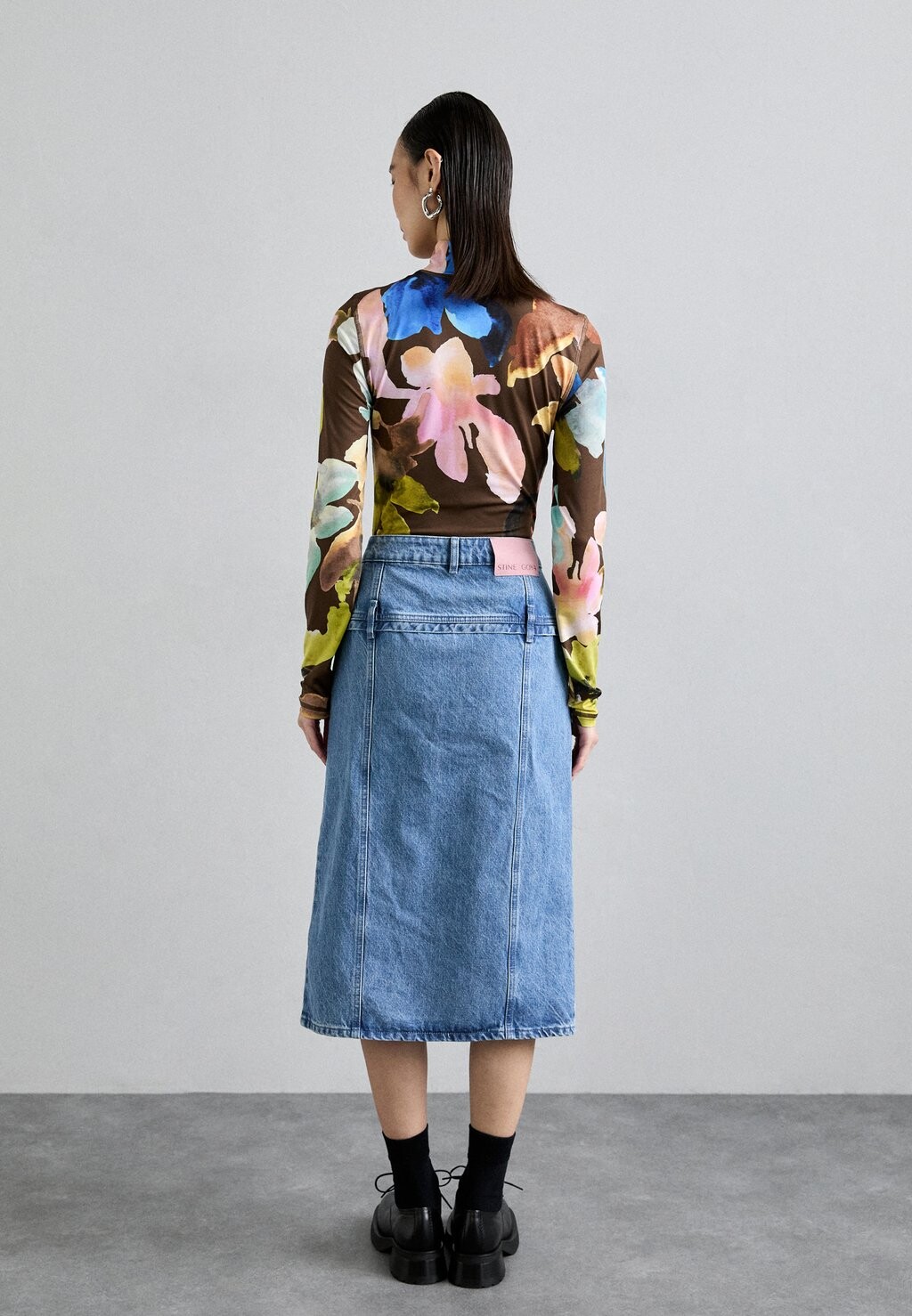 

Юбка из денима SLIT DETAIL MIDI SKIRT Stine Goya, синий деним