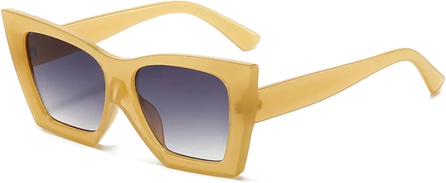 

Модные солнцезащитные очки «кошачий глаз» для женщин, ретро-стиль, желейные, трендовые оттенки, защита от УФ-излучения UV400, женские солнцезащитные очки HHZZYVY, Yellowbrown-gray