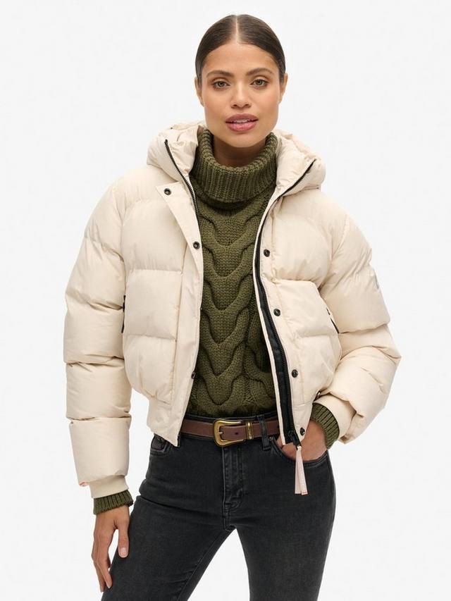 

Спортивная куртка-бомбер из фугу с капюшоном Superdry, цвет Off Grey