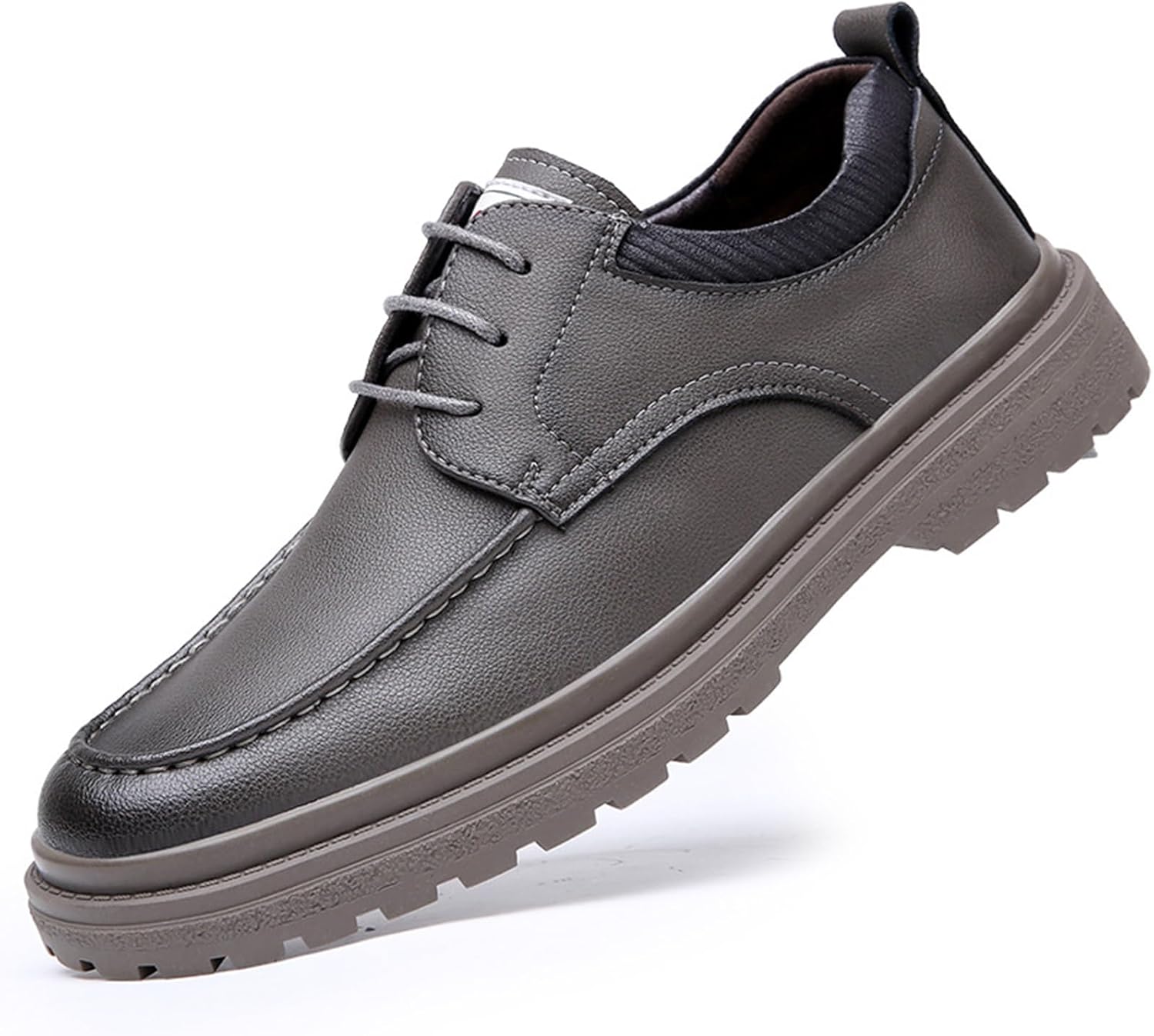 

Мужские кожаные классические оксфорды на шнуровке, повседневные низкие удобные дерби с противоскользящей подошвой, деловая обувь Tokouk, серый
