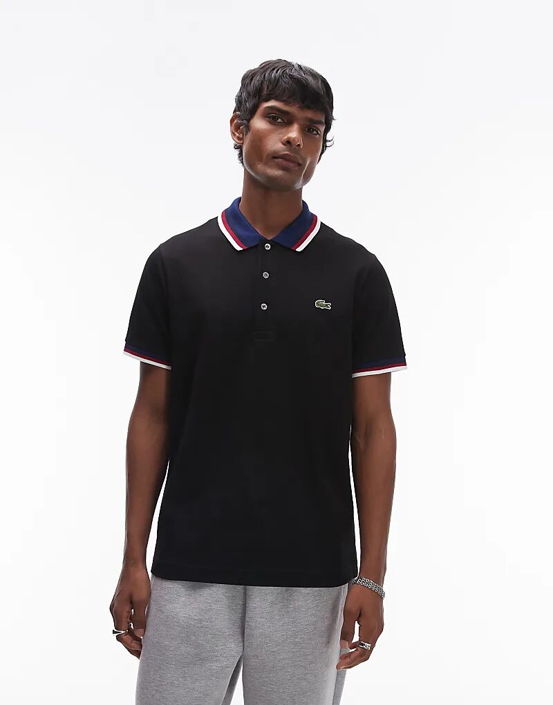 

Рубашка поло с кантом черного цвета Lacoste