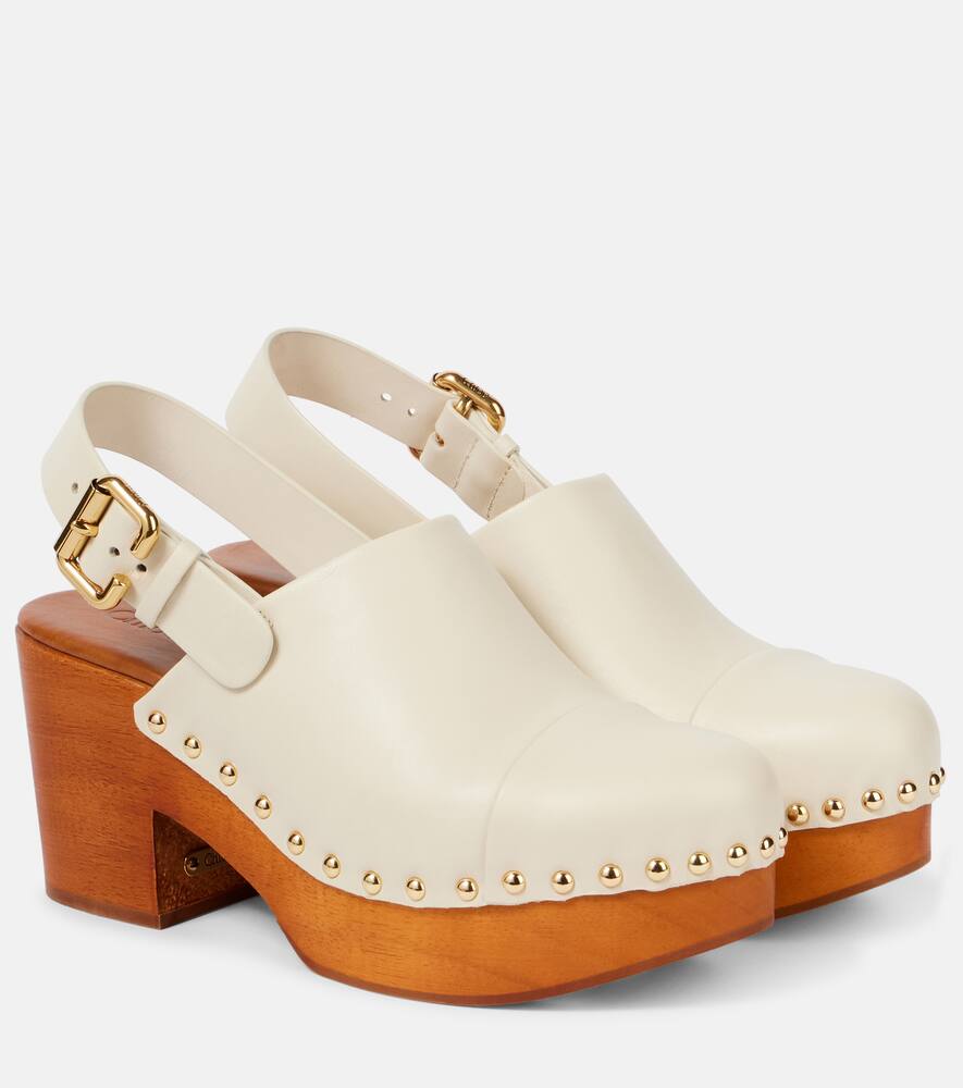Женские кожаные сабо jeannette с шипами Chloé, Eggshell