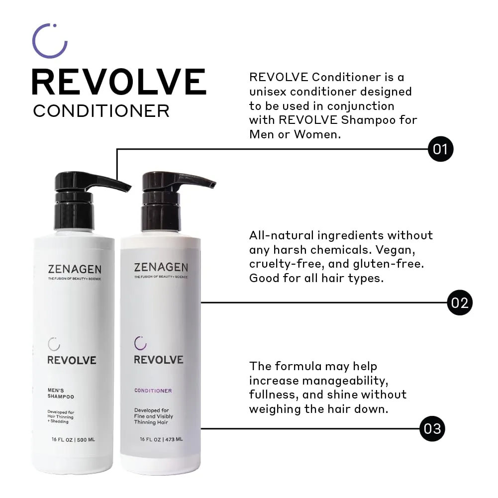 ZENAGEN Revolve Conditioner (Unisex) для здоровья кожи головы и более густых волос, для тонких и редеющих волос, на растительной основе, для окрашенных волос, веган 453.60 г (1 шт.) — фото 4