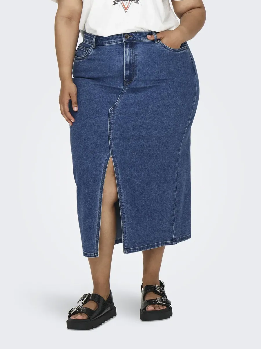 

Джинсовая юбка ONLY CARMAKOMA "CARSIRI FRONT SLIT SKIRT DNM GUA NOOS", синий