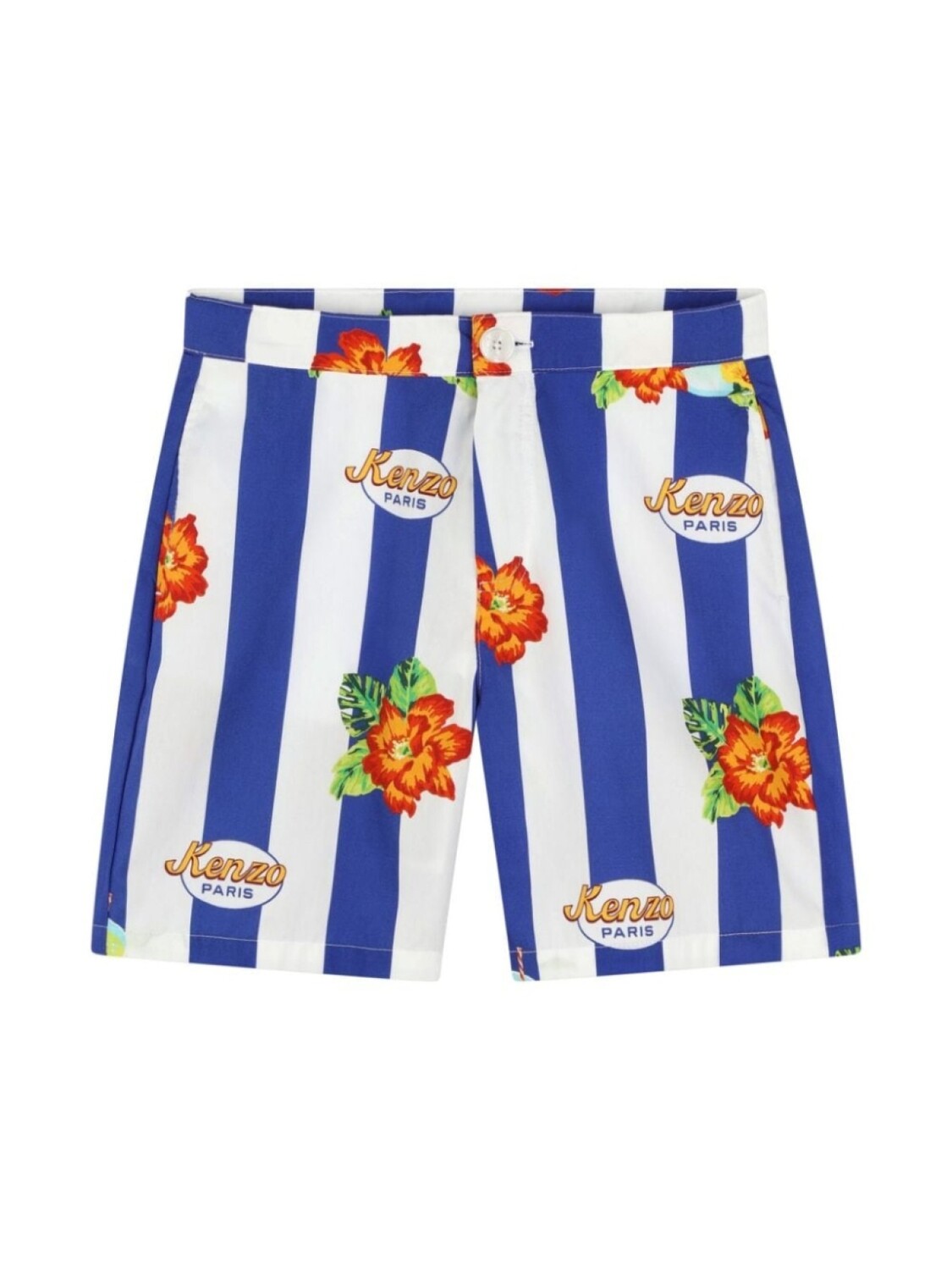 

Kenzo Kids полосатые шорты с логотипом, нейтральный цвет