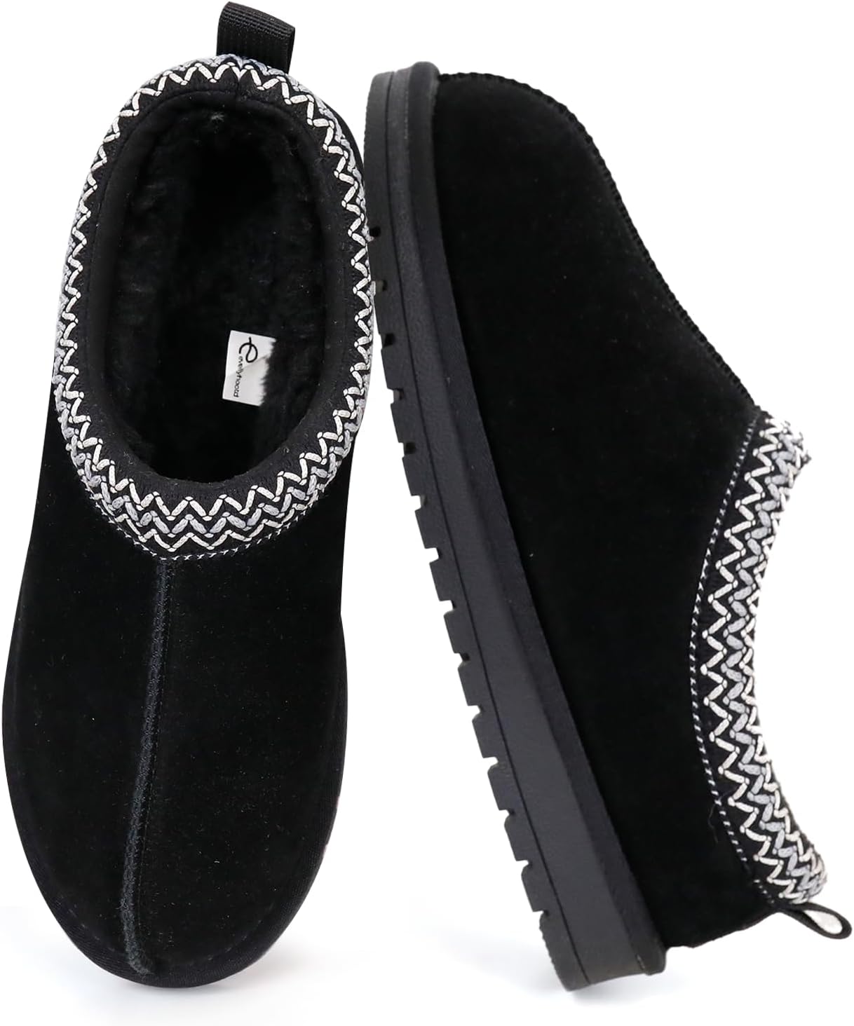 

Тапочки EVELLYHOOTD для женщин и мужчин, мини-сапожки из замши с плетеной отделкой, с пушистой меховой подкладкой, короткие ботинки на осень и зиму, теплые и удобные повседневные обувь, черный