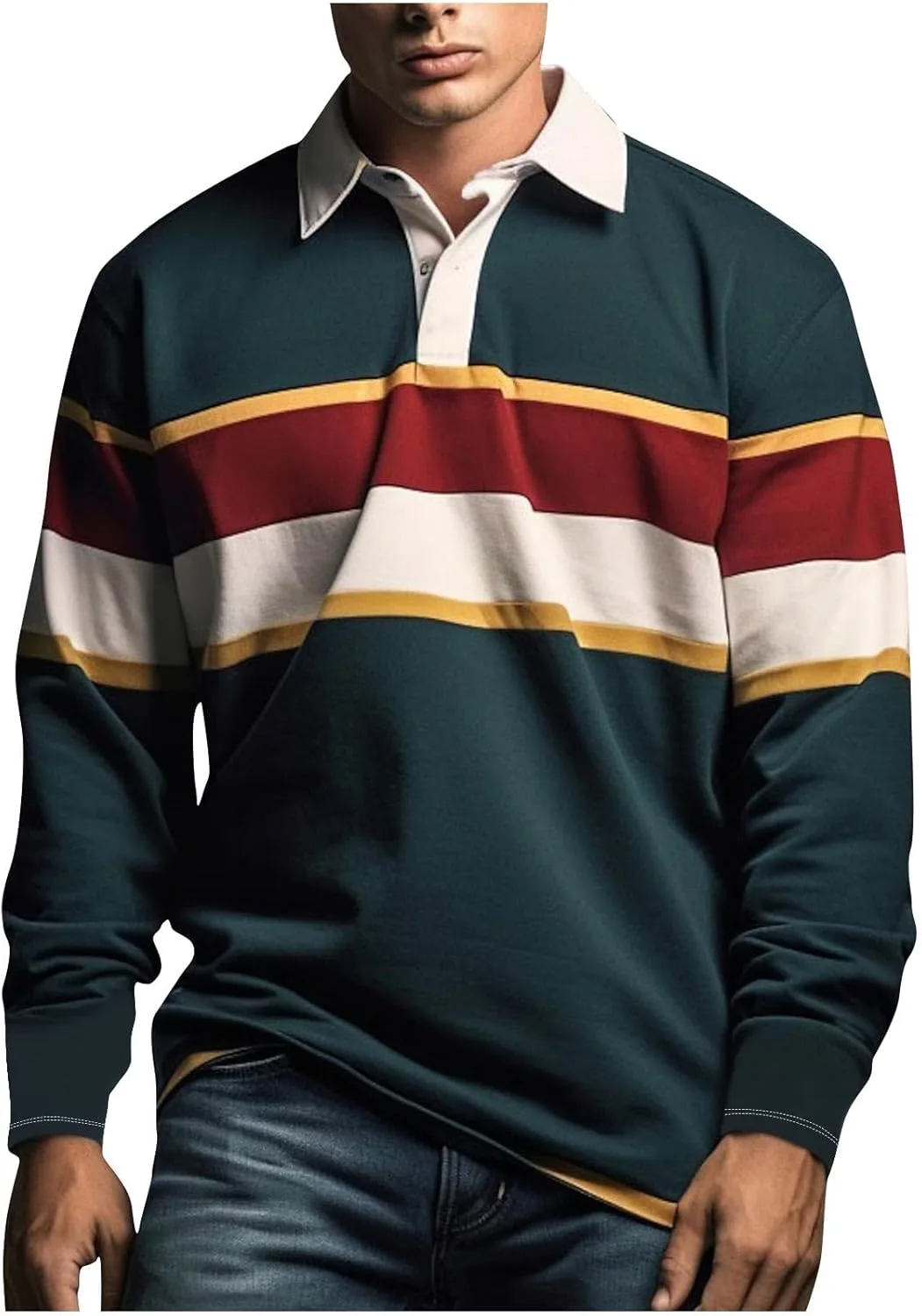 

Мужская рубашка с длинным рукавом Henley, поло, цветной блок, Slim Fit hlysgo