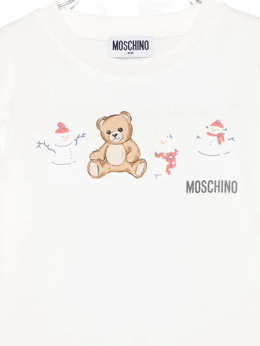 Футболка с принтом плюшевого мишки Moschino Kids, белый — фото 3