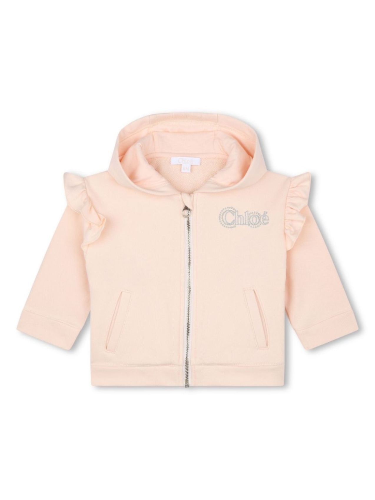 

Chloé Kids куртка с капюшоном и вышитым логотипом, розовый