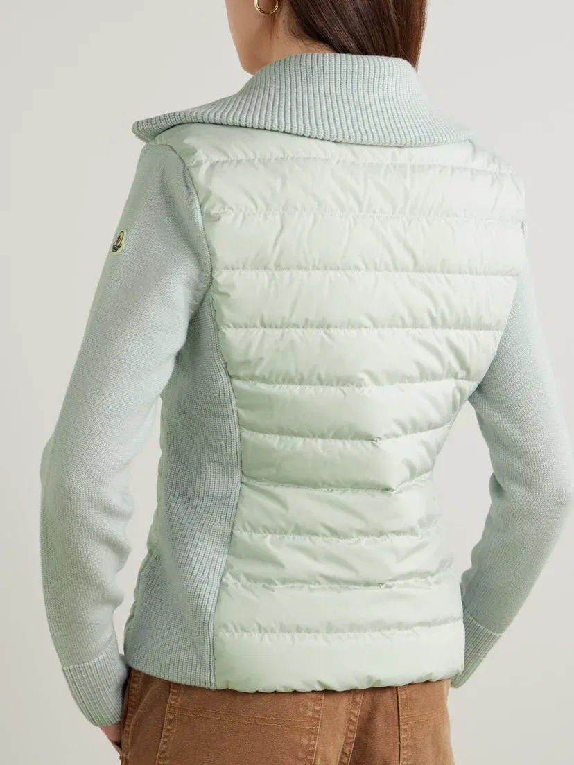 Кардиган из шерсти и стеганой нейлоновой ткани с пуховым наполнителем MONCLER, зеленый — фото 3