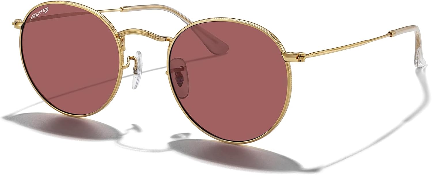 

Модные круглые металлические поляризованные солнцезащитные очки MERRY для женщин и мужчин в стиле ретро, ​​классика и винтаж, модель S6447 MERRY'S, Polished Gold Frame/Violet Lens