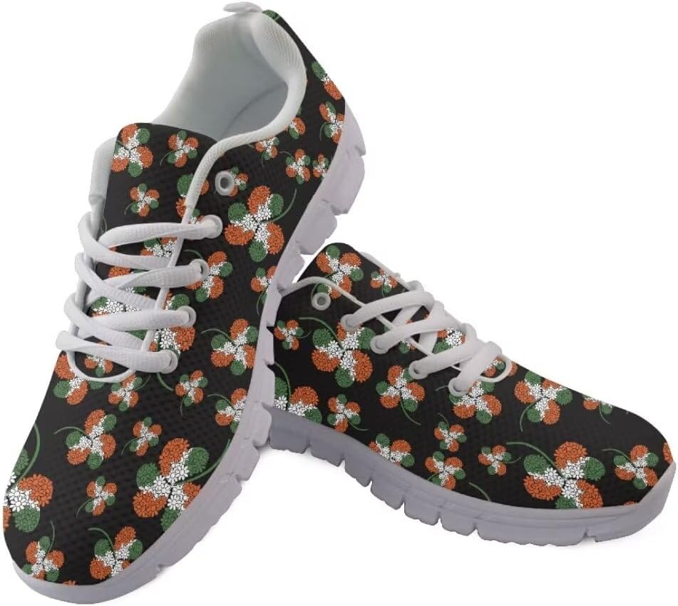 

Кроссовки Jeiento ко Дню Святого Патрика для женщин, беговые кроссовки для мужчин и подростков, обувь с зеленым узором листьев, сетчатые спортивные кроссовки для спортзала, модные кроссовки для вечеринок, походов, прогулок и повседневной носки