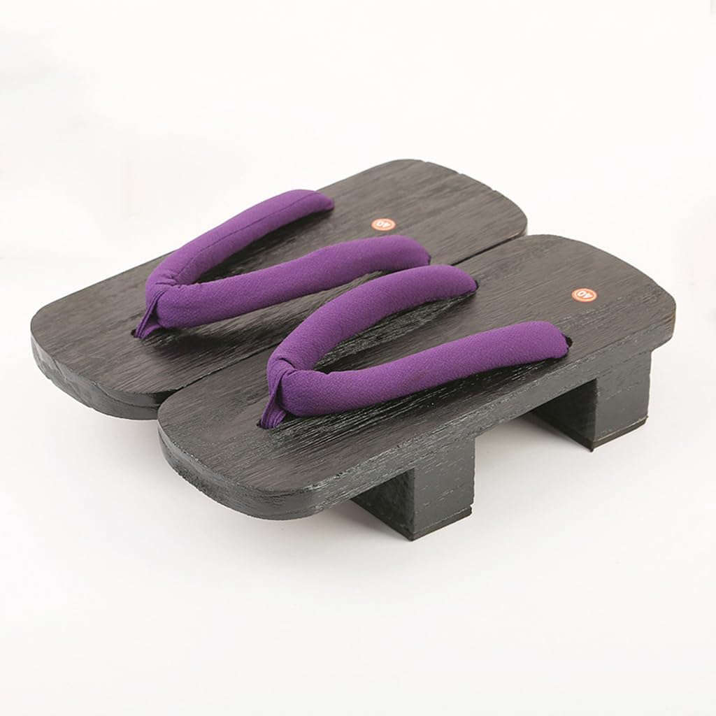 

Японские деревянные кломпы, традиционные тапочки, шлепанцы для сценических выступлений, японские деревянные туфли с двумя зубцами, противоскользящие и износостойкие сандалии на высоком каблуке (Размер: EU 44, Цвет: Черный C) Bydzkj