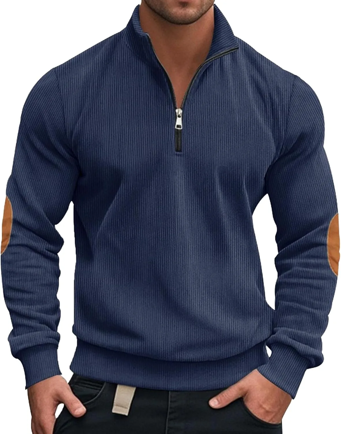 

Мужской вязаный поло свитер Slim Fit с молнией