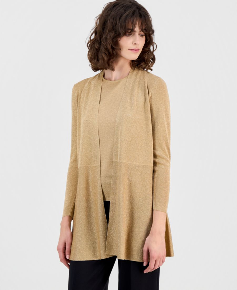 

Женский кардиган Monteray из металлизированной пряжи Anne Klein, Gold W/ Lurex