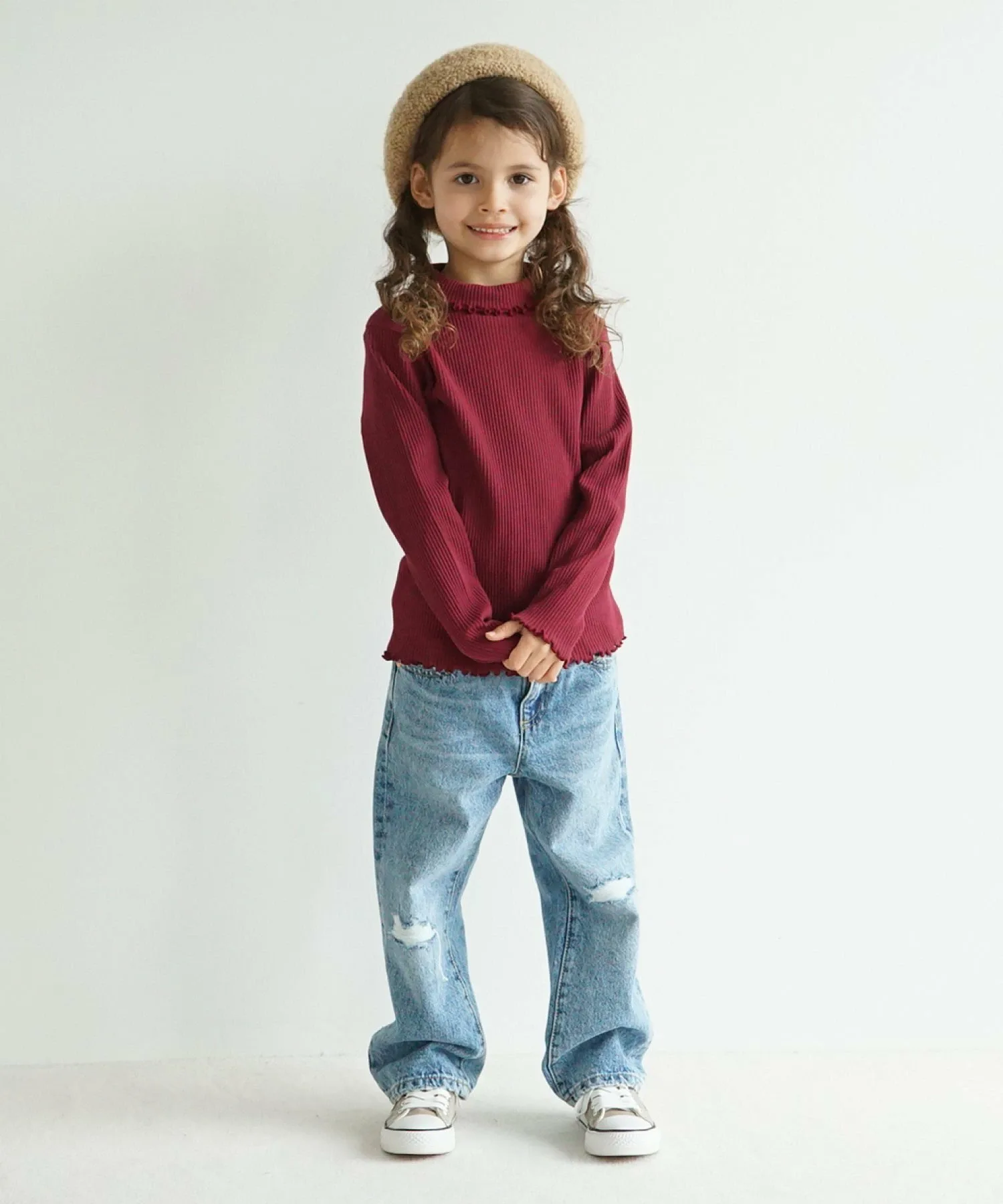 Водолазка в рубчик Ever Closet, Wine Red — фото 2