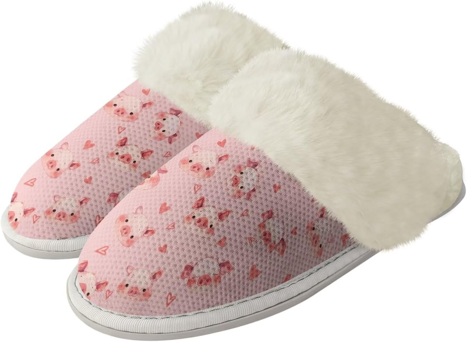 

Мягкие тапочки для женщин и мужчин, плюшевые теплые тапочки, уютные домашние тапочки для спальни с пушистым воротником Jiquruby, Cute Pig
