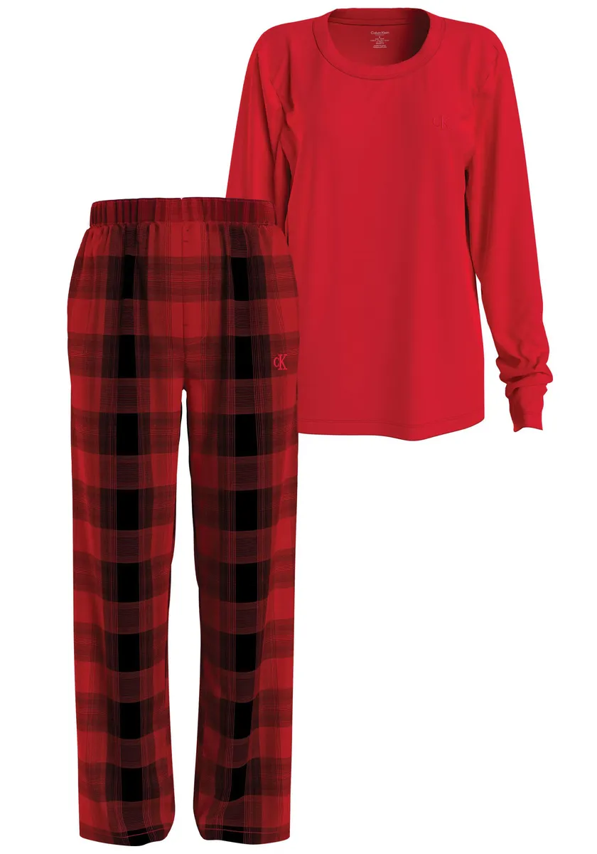 

Пижама Calvin Klein Underwear "L/S PANT SET" (2 шт.), с круглым вырезом, цвет Gradient_Check/Rouge_Blk_Ground