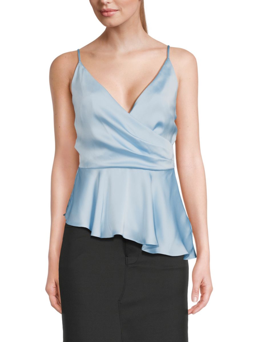 

Атласный топ с баской BCBGMAXAZRIA, цвет Powder Blue