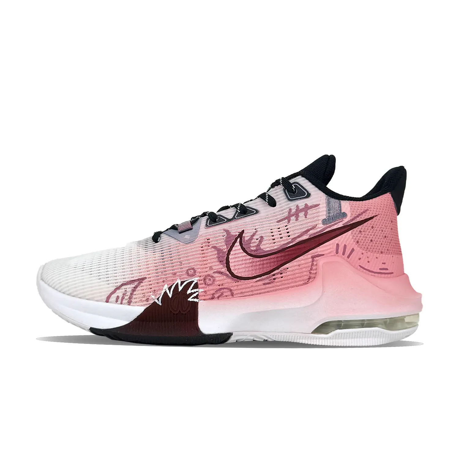

Nike Баскетбольные кроссовки Air Max Impact 3 Breast Cancer с амортизацией, износостойкие, низкие, мужские, розовые, белые