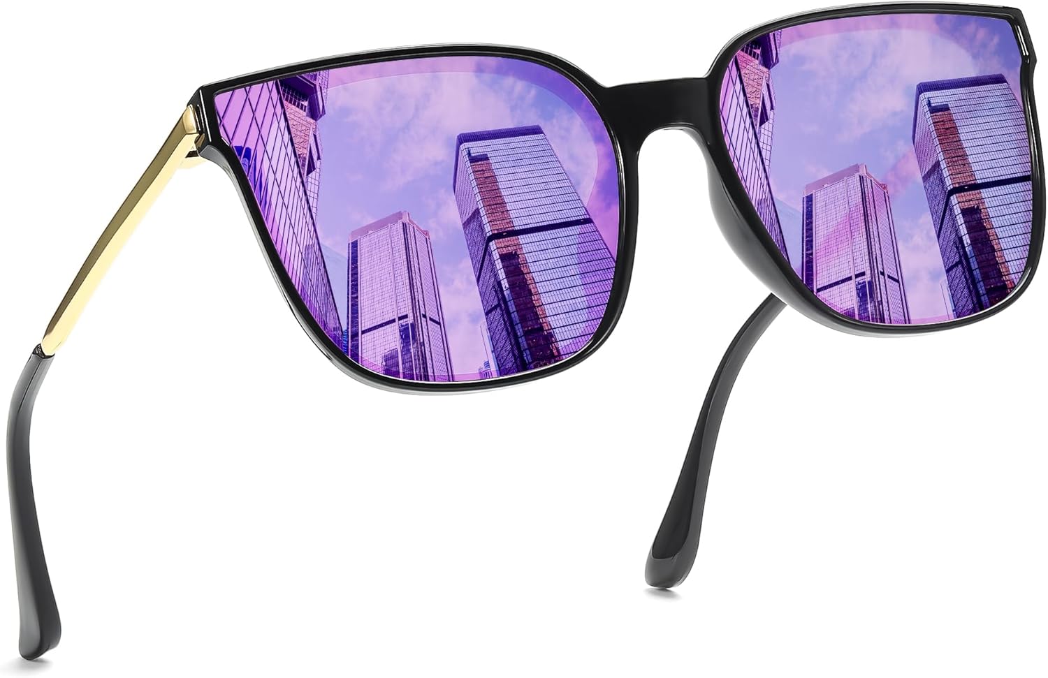 

Женские поляризованные солнцезащитные очки FancyPink — увеличенная оправа «кошачий глаз» с зеркальными линзами — защита от УФ-излучения для женщин, D3 Blackpurple Mirror Sunglasses