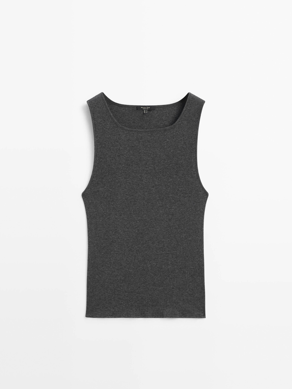 

Футболка из хлопковой смеси в рубчик Massimo Dutti, серый