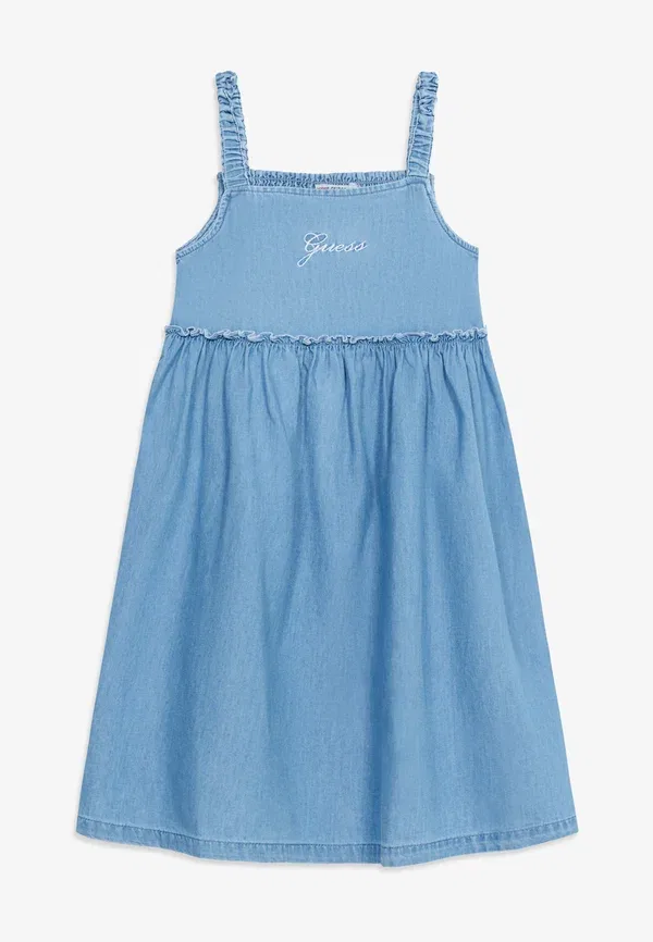 Платье-комбинация джинсовое Junior chambray tank dress Guess, цвет голубая имперская стирка — фото 3