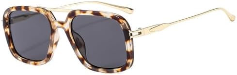 

Мужские солнцезащитные очки в стиле ретро с двойной перемычкой, квадратной формы, защита от УФ-излучения UV400, модный градиент, женские солнцезащитные очки MTZJH, Amber Grey