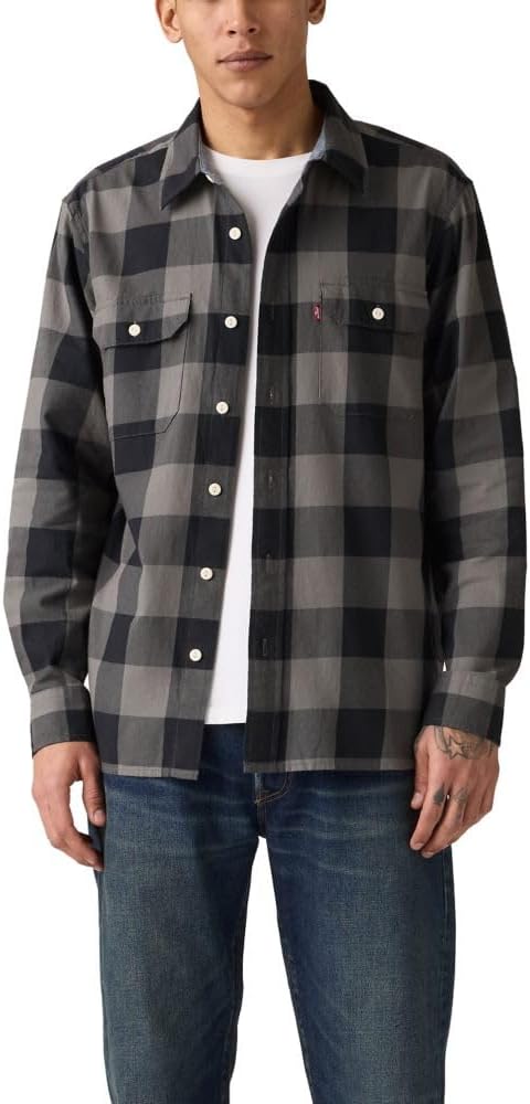 

Мужская классическая рубашка Levi's с длинным рукавом, (New) Albany Plaid Smoked Pearl Twill