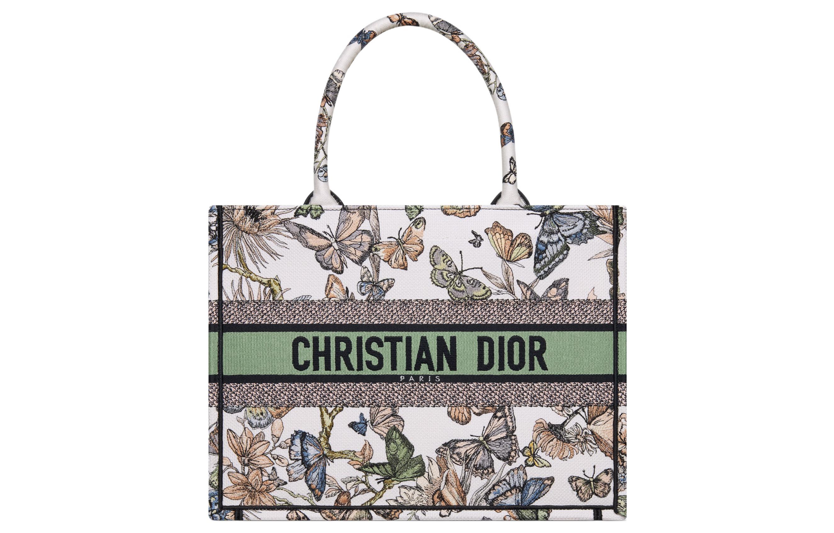 

DIOR Сумка-шоппер с вышивкой, сумка для покупок, женская, среднего размера, белая и разноцветная
