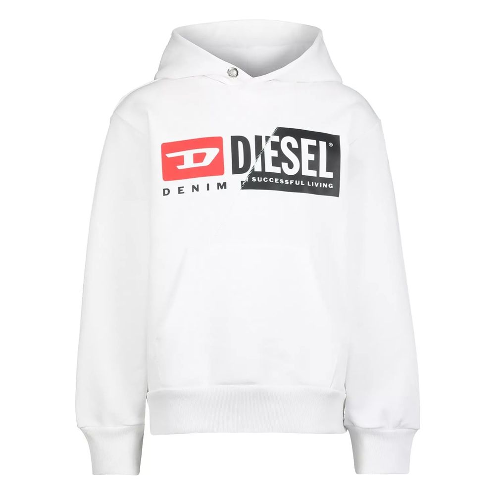 

Зимняя белая хлопковая толстовка с капюшоном в дизайнерском стиле Diesel