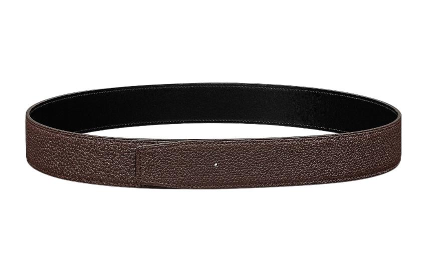 Hermès Ремень из телячьей кожи двусторонний унисекс черный/шоколадный ширина 3,8 см HERMES — фото 2