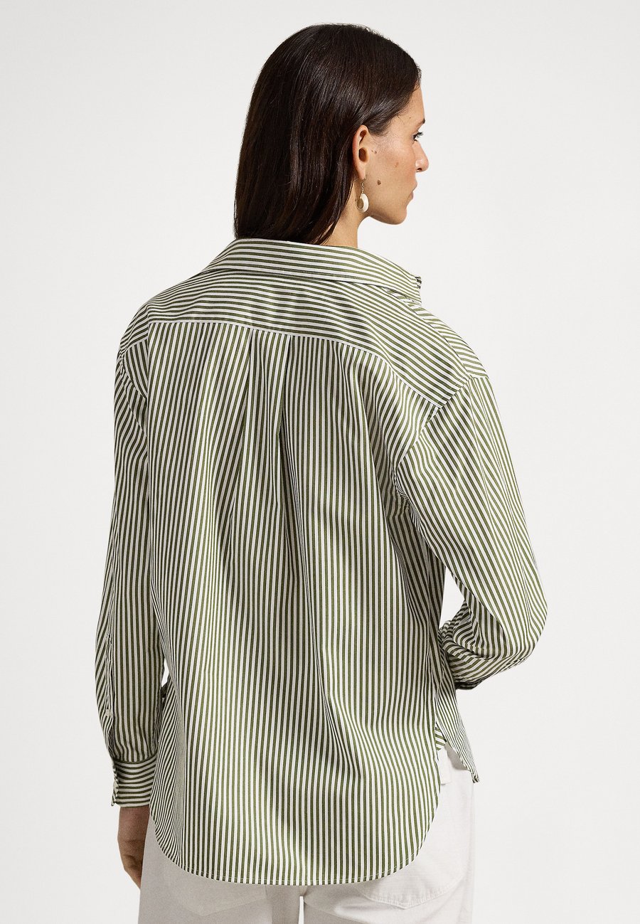 Блуза Polo Ralph Lauren RELAXED FIT STRIPED COTTON SHIRT, Olive/White/Olive — фото 3