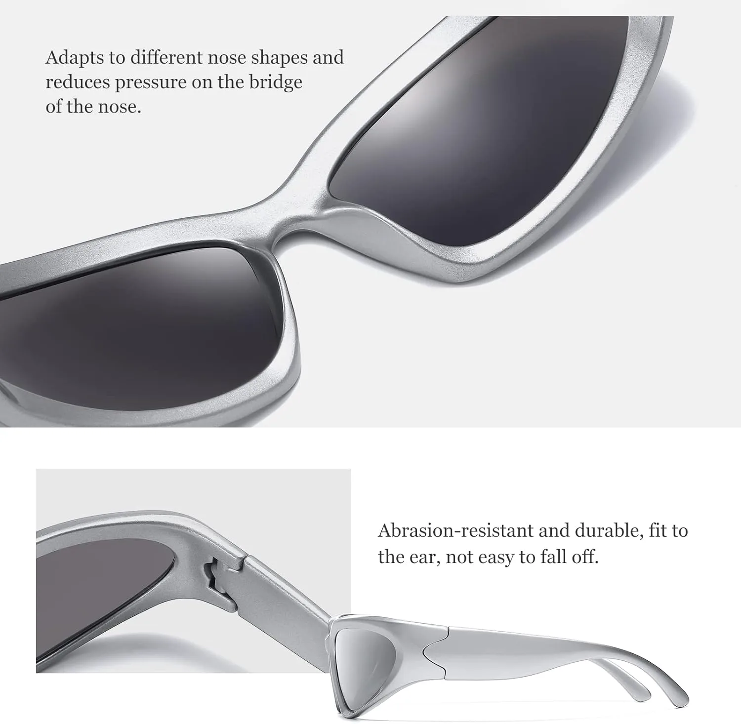 

Солнцезащитные очки JASPIN Y2K с обтекаемой формой для женщин и мужчин, серебристые, овальные, модные, спортивные, с защитой от УФ-излучения, Black2grey2+black2grey2